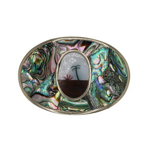 Desert Sunrise Silver Abalone Belt Buckle