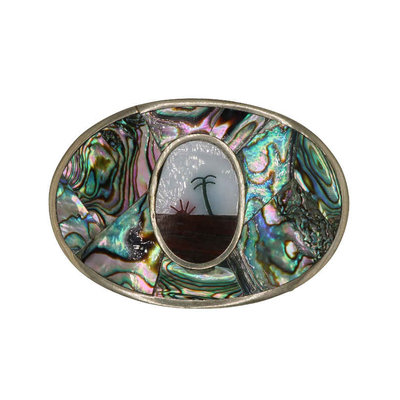 Desert Sunrise Silver Abalone Belt Buckle
