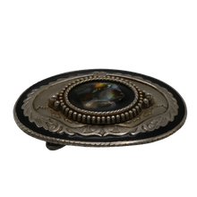 Load image into Gallery viewer, Silver &amp; Black Abalone Belt Buckle
