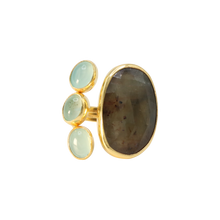 Load image into Gallery viewer, Brown Sapphire &amp; Aqua Ring
