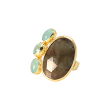 Load image into Gallery viewer, Brown Sapphire &amp; Aqua Ring
