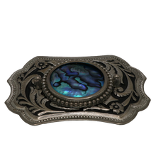 Load image into Gallery viewer, Silver &amp; Blue Abalone Shell Belt Buckle
