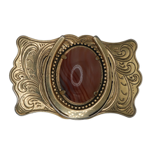 Load image into Gallery viewer, Horseshoe Agate Gold Tone Belt Buckle
