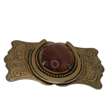 Load image into Gallery viewer, Horseshoe Agate Gold Tone Belt Buckle

