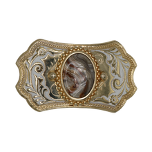 Load image into Gallery viewer, Mini White &amp; Gold Belt Buckle
