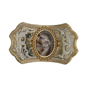 Mini White & Gold Belt Buckle