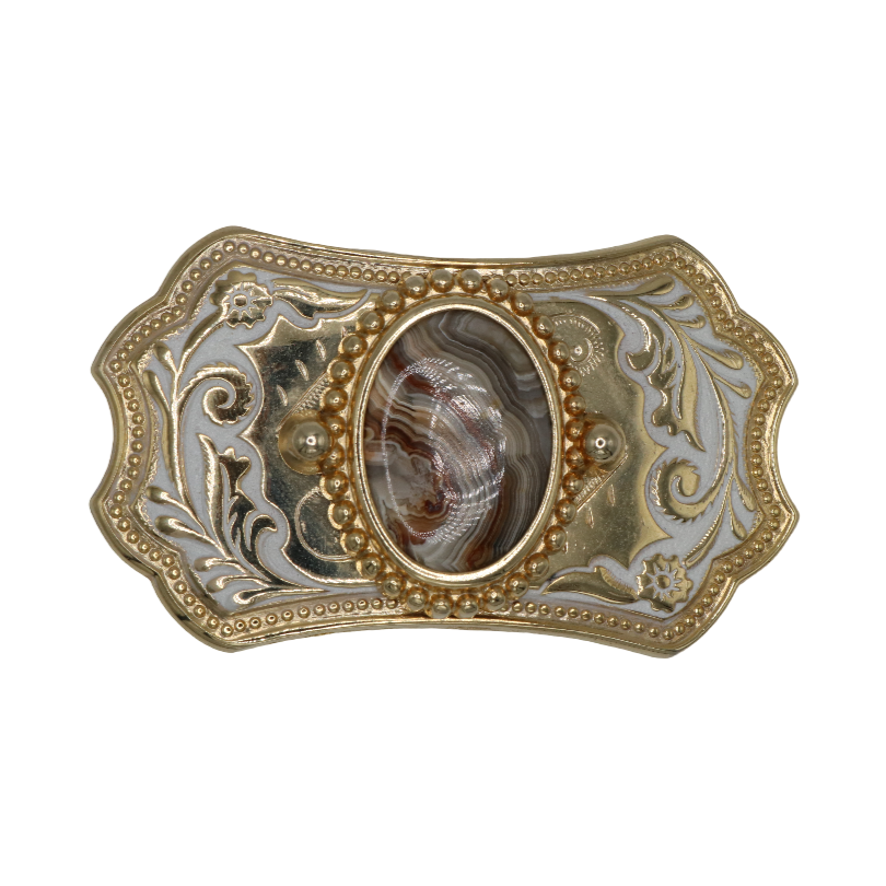 Mini White & Gold Belt Buckle