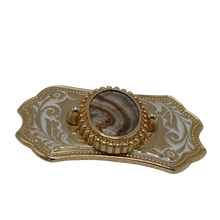 Load image into Gallery viewer, Mini White &amp; Gold Belt Buckle
