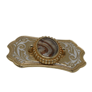 Mini White & Gold Belt Buckle