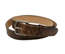 Load image into Gallery viewer, Size 43.5-48.5&quot; Vintage Brown Leather Belt
