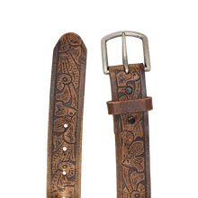 Load image into Gallery viewer, Size 43.5-48.5&quot; Vintage Brown Leather Belt
