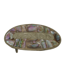 Load image into Gallery viewer, Stamped Mexico Alpaca Silver Abalone Belt Buckle
