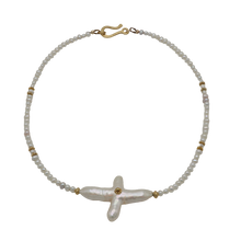 Load image into Gallery viewer, Cross Freshwater Pearl Necklace

