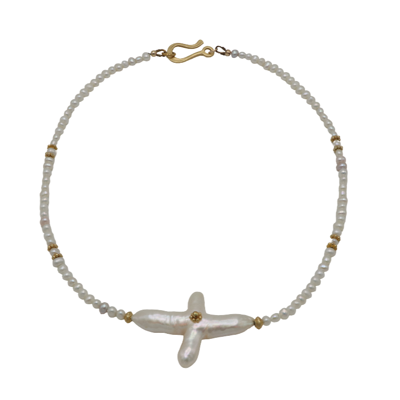 Cross Freshwater Pearl Necklace