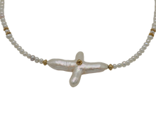 Load image into Gallery viewer, Cross Freshwater Pearl Necklace
