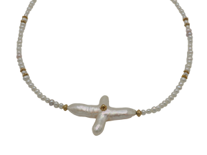 Cross Freshwater Pearl Necklace