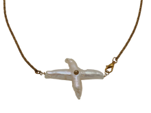 Load image into Gallery viewer, Cross Freshwater Pearl Chain Necklace

