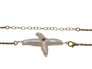 Cross Freshwater Pearl Chain Necklace