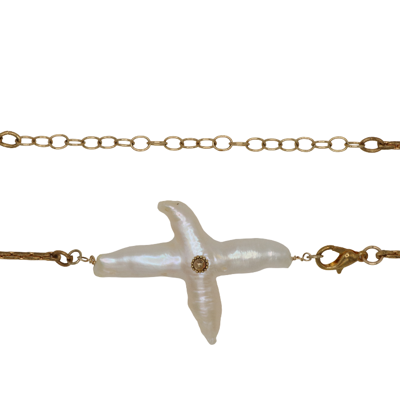 Cross Freshwater Pearl Chain Necklace