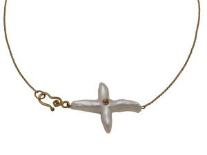 Cross Freshwater Pearl Chain Necklace