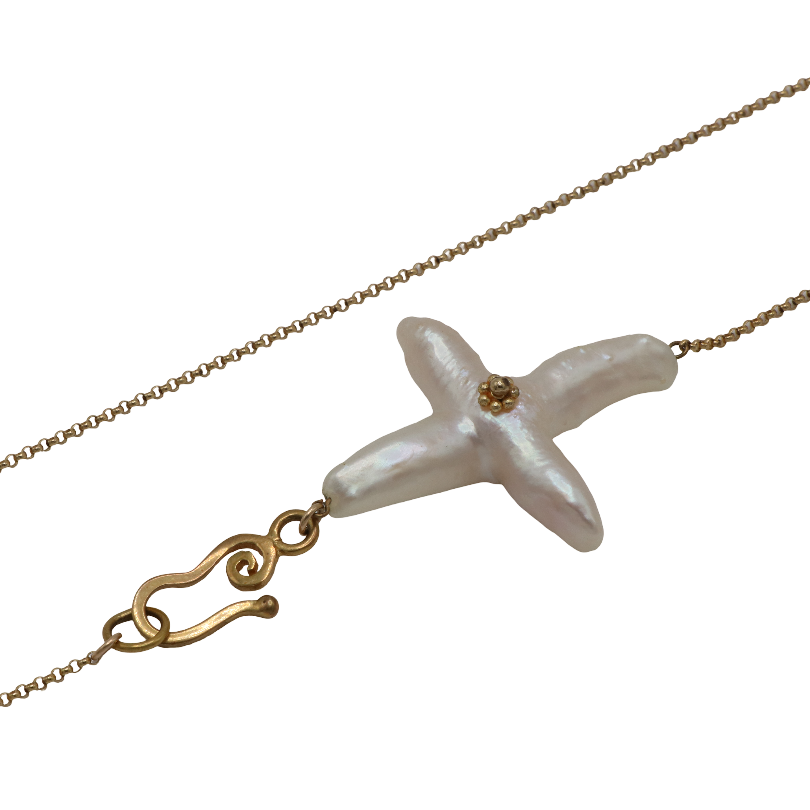 Cross Freshwater Pearl Chain Necklace