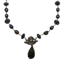 Load image into Gallery viewer, Labradorite &amp; Peacock Pearl Angel Drop Necklace
