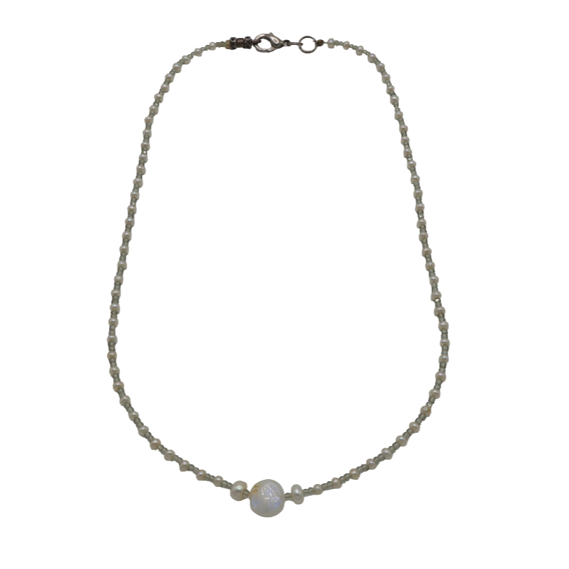 Moonstone, Seed Bead & Freshwater Pearl Necklace