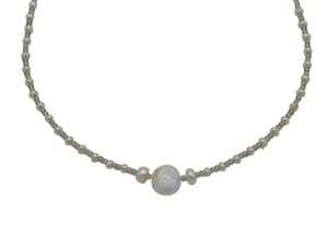 Moonstone, Seed Bead & Freshwater Pearl Necklace