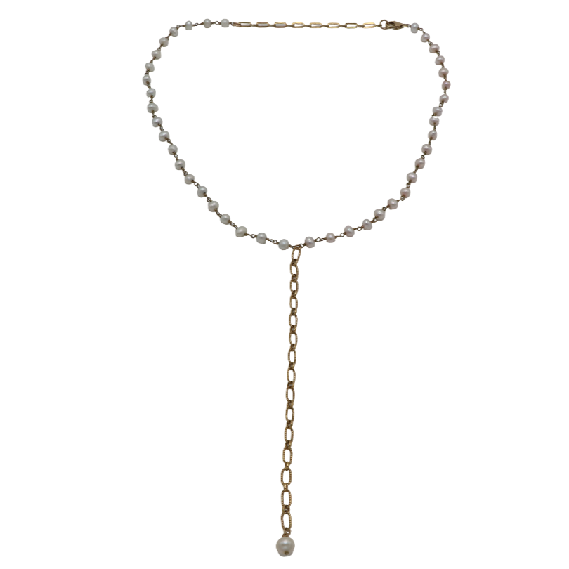 Pearl & Chain Drop Necklace