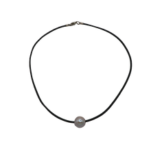 Load image into Gallery viewer, Black Leather &amp; Faux Pearl Necklace
