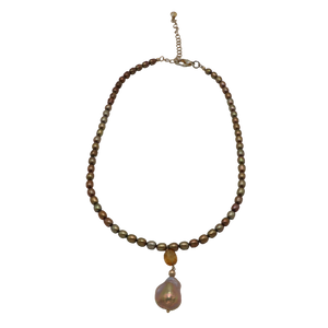 Golden Pearl & Citrine Drop Necklace