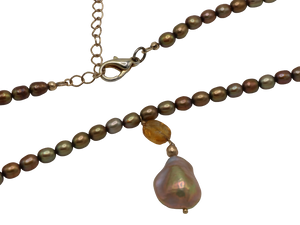 Golden Pearl & Citrine Drop Necklace