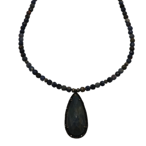 Iolite & Black CZ Necklace