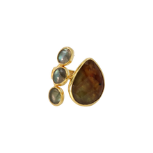 Load image into Gallery viewer, Light Brown Sapphire &amp; Labradorite Ring
