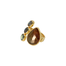 Load image into Gallery viewer, Light Brown Sapphire &amp; Labradorite Ring

