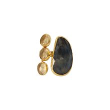 Load image into Gallery viewer, Dark Gray/Brown Sapphire &amp; Quartz Ring
