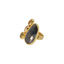 Load image into Gallery viewer, Dark Gray/Brown Sapphire &amp; Quartz Ring
