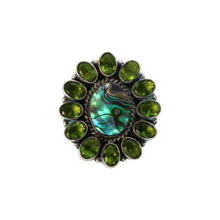 Load image into Gallery viewer, Abalone Shell &amp; Peridot Ring
