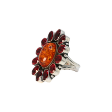 Load image into Gallery viewer, Amber &amp; Garnet Ring
