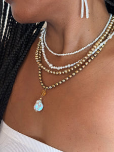 Golden Pearl & Citrine Drop Necklace