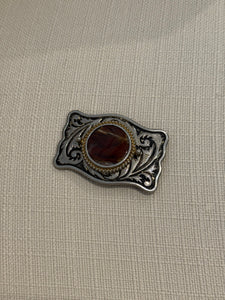 Silver & Black Agate Belt Buckle
