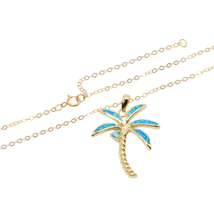 Palm Tree Blue Opal  Necklace