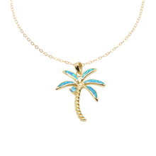 Load image into Gallery viewer, Palm Tree Blue Opal  Necklace
