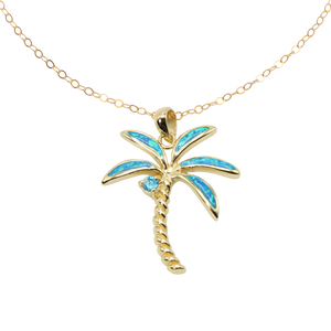 Palm Tree Blue Opal  Necklace