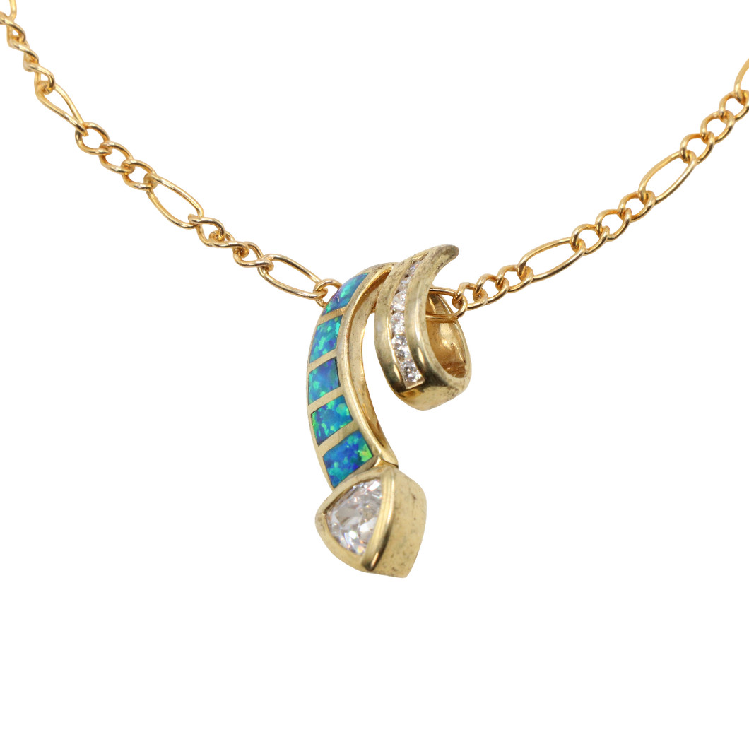 Twisted Stone Blue Opal Necklace