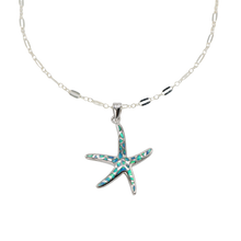 Load image into Gallery viewer, Mini Starfish Blue Opal Necklace
