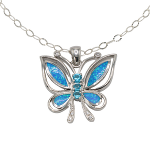 Butterfly Blue Opal Necklace