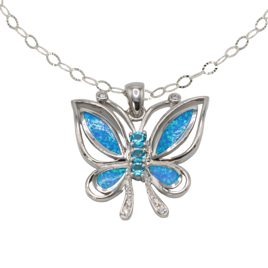 Butterfly Blue Opal Necklace