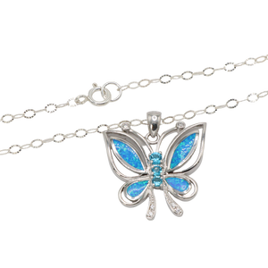 Butterfly Blue Opal Necklace
