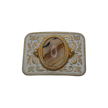 Load image into Gallery viewer, Gold &amp; White Agate Belt Buckle
